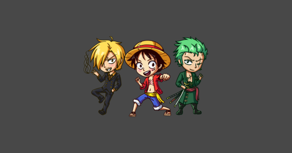 Luffy, Zoro and Sanji Chibis - One Piece - Sticker | TeePublic AU