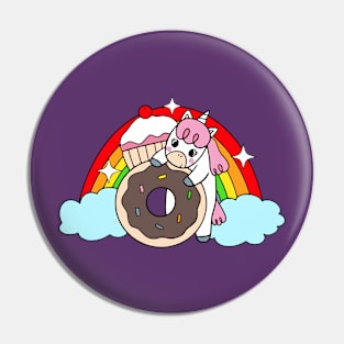 Unicorn With Rainbow Donut Cake Pin