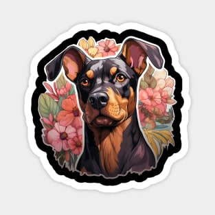 Doberman  Dog Vintage Floral Magnet