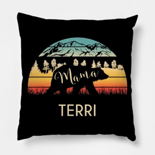 Terri Name Gift Retro Sun Personalized Mama Bear Pillow