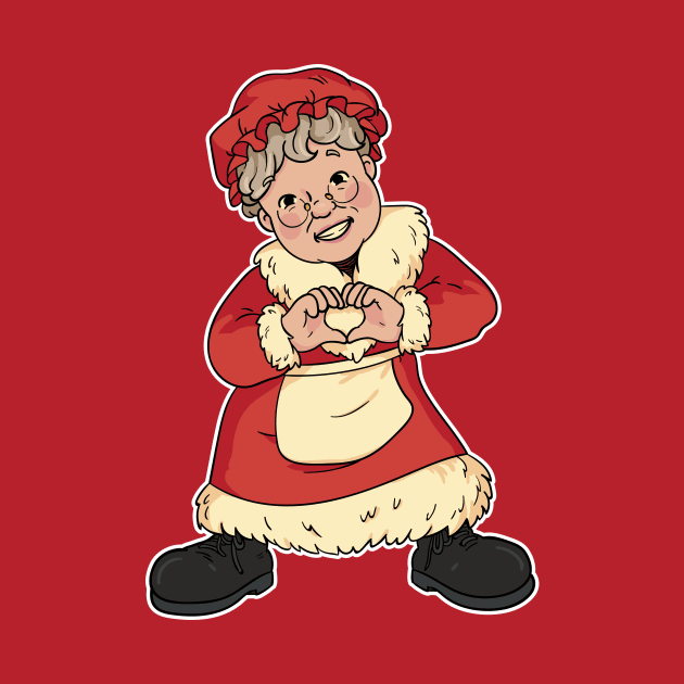 Cute Cartoon Mrs Claus Making Heart Hands by SLAG_Creative