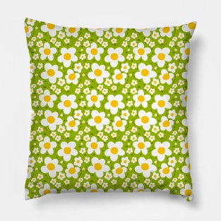 Green Daisy Print Pattern Pillow