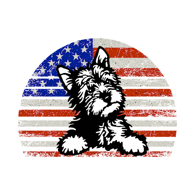 Yorkie Yorkshire Terrier  Vintage dog on American flag   - Yorkie Yorkshire Terrier   DAD and MOM Gift by YANISOVE