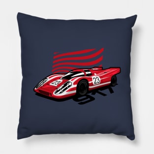 Red 917 Vintage Race Car Pillow