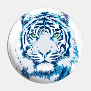 Cool Blue Tiger Vector Artwork Pin