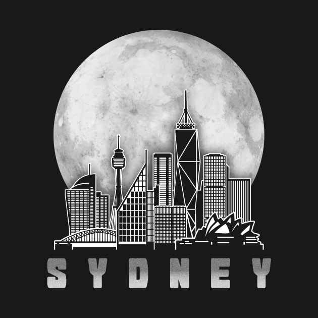 Sydney Australia Skyline Full Moon by travel2xplanet