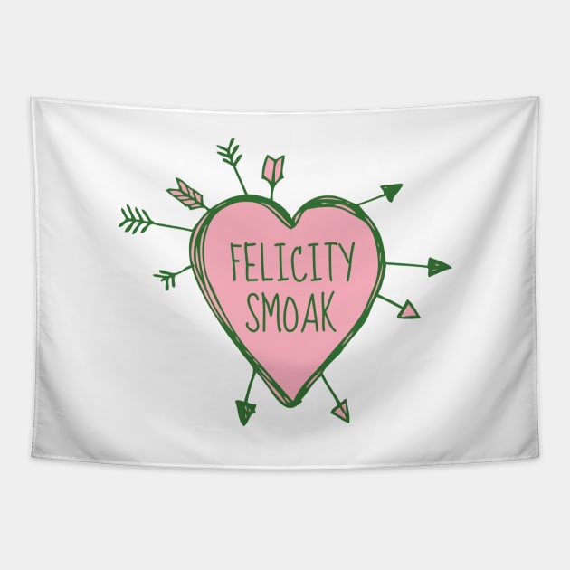 Felicity Smoak - Heart with Green Arrows Doodle Tapestry by FangirlFuel