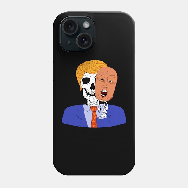 Halloween Skeleton with Scary Trump Mask Phone Case by studiogooz