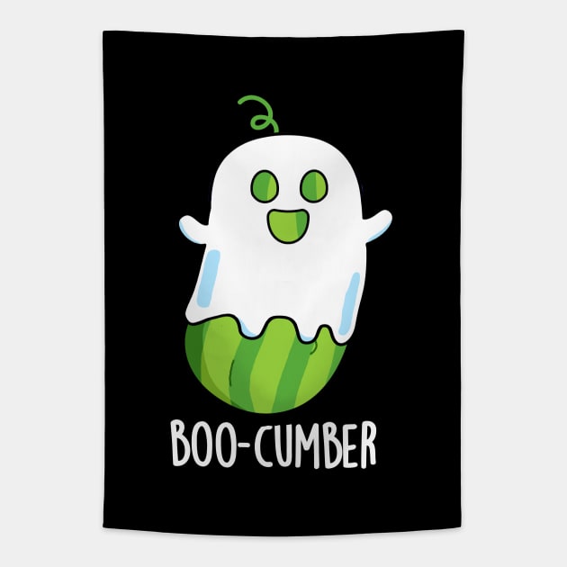 Boo-cumber Funny Ghost Cucumber Pun Tapestry by punnybone