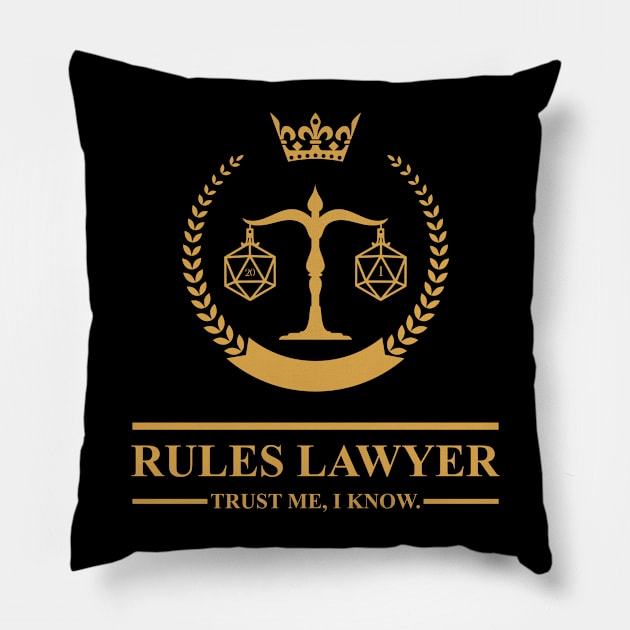 Rules Lawyer Emblem Tabletop RPG Pillow by pixeptional