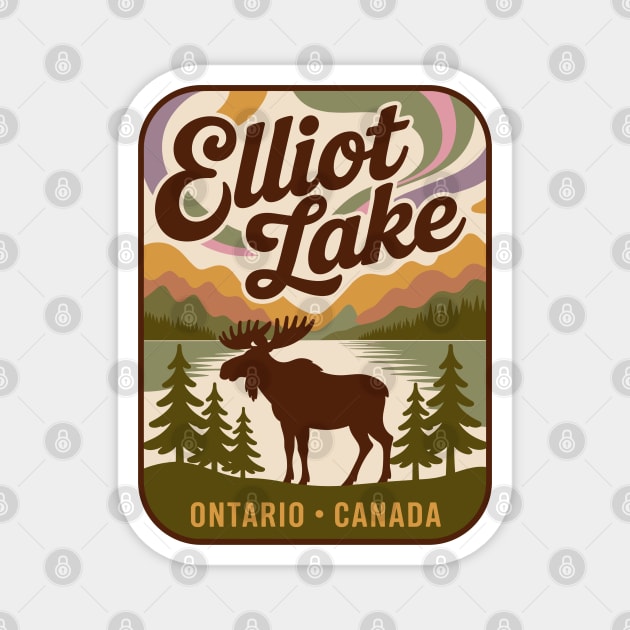 Elliot Lake – Vintage Forest Patch Sunset Art Magnet by JessArty