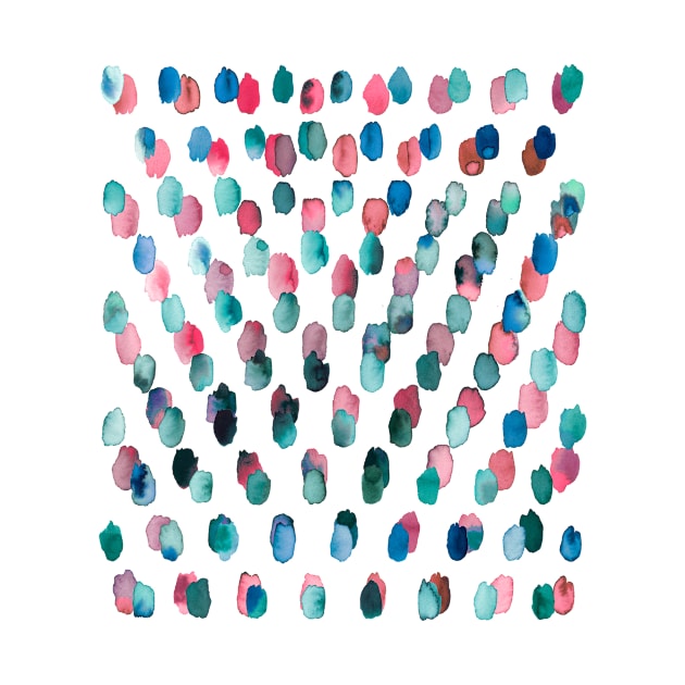 Artistic Watercolor Dots Blue Pink by ninoladesign