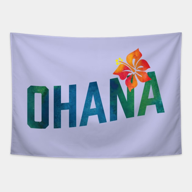 Ohana - Visit Hawaii Hibiscus Floral Watercolor Tapestry by TGKelly