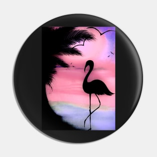 tropical sunset silhouette flamingo Pin