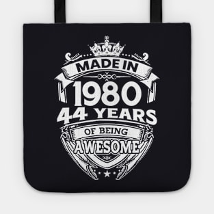 Made In 1980 44 Years Of Being Awesome 44th Birthday Tote