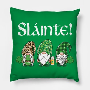 Slainte Three Gnomes Leprechaun St Patricks Day Pillow