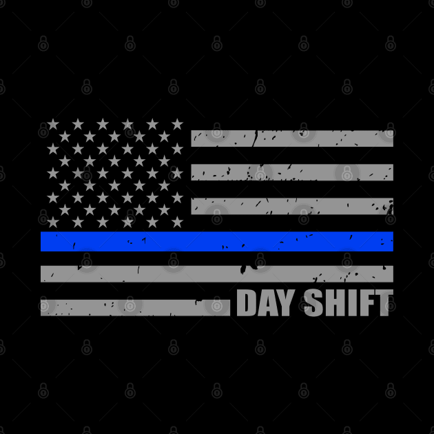 Police Officer Day Shift Thin Blue Line Flag by bluelinemotivation