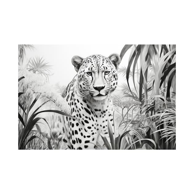 Panther Animal Predator Wild Nature Ink Sketch Style by Cubebox