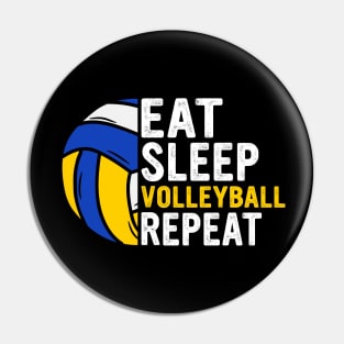 Eat Sleep Volleyball Repeat Funny Volleyball Players Boys Pin