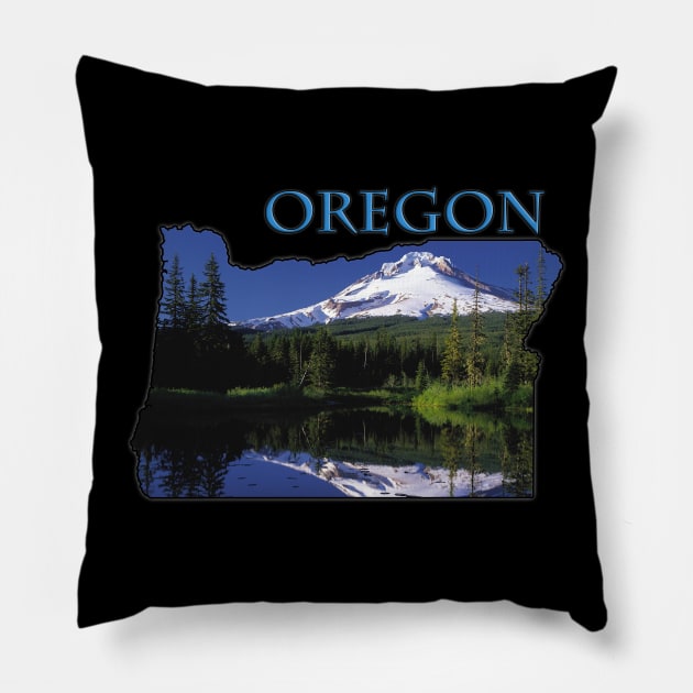 Oregon State Outline (Mount Hood) Pillow by gorff