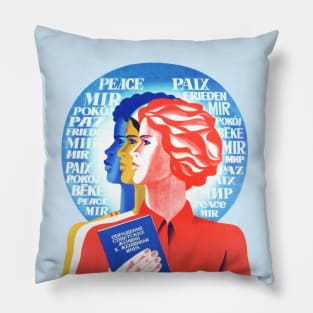 Anti-racism Soviet posterart Sisterhood Pillow