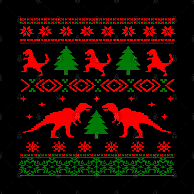 Christmas Ugly Sweater Pattern Dinosaurs by Closeddoor