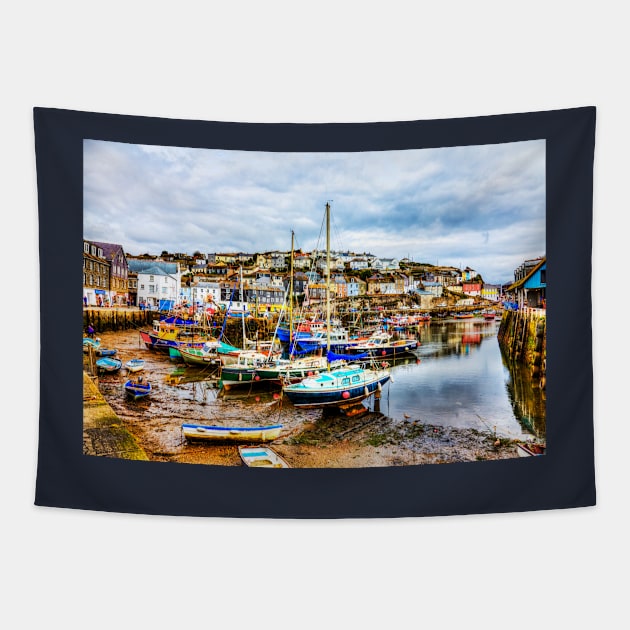 Mevagissey Harbour Fishing Boats, Cornwall, UK Tapestry by tommysphotos