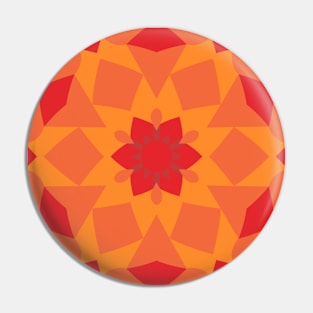 Retro Mandala Flower Orange and Red Pin