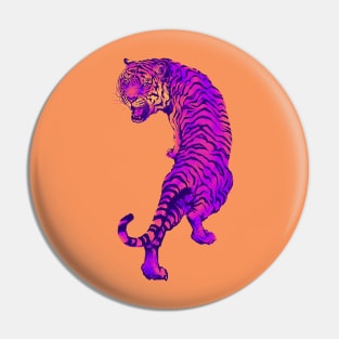 Cyberpunk Neon Pink and Orange Tiger Pin