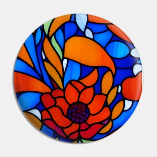 Vibrant Rose Flower Abstract Art - Stained Glass Pin