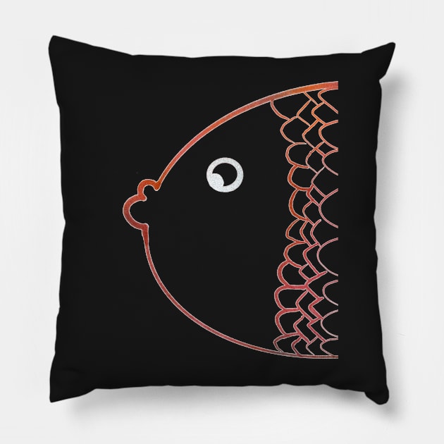 Colorful karp rainbow red Pillow by Uwaki