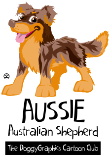 Aussie CartoonClub - Brown Merle & Tan Magnet