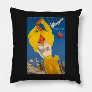 Wengen, Männlichen,Switzerland,Ski Poster Pillow