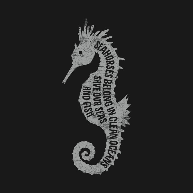 Cute seahorse, save the oceans and seas, eco environmental design by Keleonie