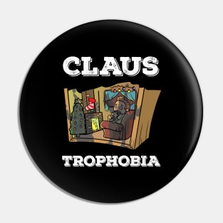 Claustrophobia Santa Claus Pun Funny Christmas Horror Gift Pin