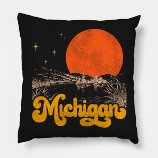 Vintage State of Michigan Mid Century Distressed Aesthetic Pillow