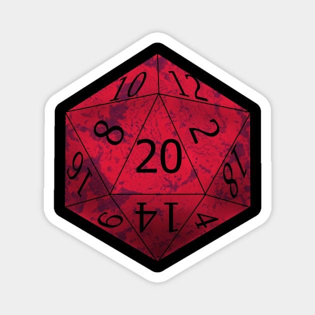 Red splatter D20 Magnet by KingSpaceBug