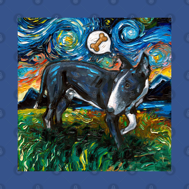 Disover Black and White Bull Terrier Starry Night - Black And White Bull Terrier - T-Shirt