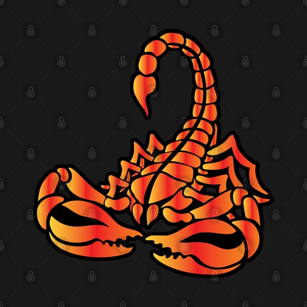 Flaming Orange Scorpion, Tribal Art Style by Designs by Darrin