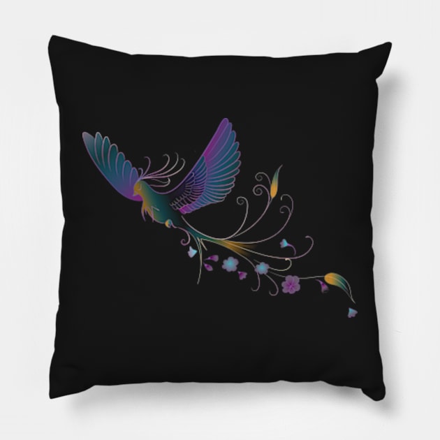 Flying Bird Drawing Pillow by DezinerFiles