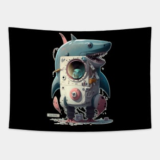 Fin Cycle Shark Cyborg Monster wash Tapestry