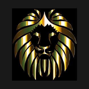 Golden Lion On Black T-Shirt