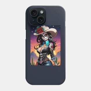 Vaquera - Dia De Los Muertos- Cowgirl Phone Case