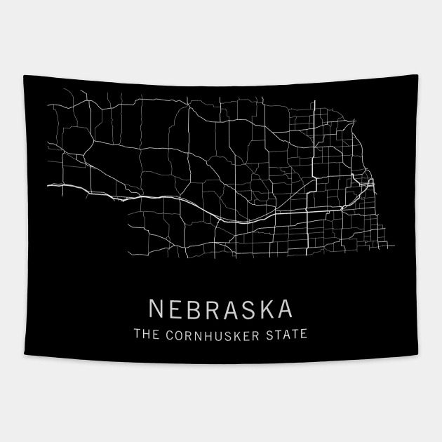 Nebraska State Road Map Tapestry by ClarkStreetPress