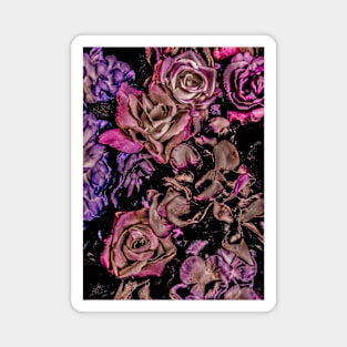 vibrant dark roses pink khaki purple Magnet