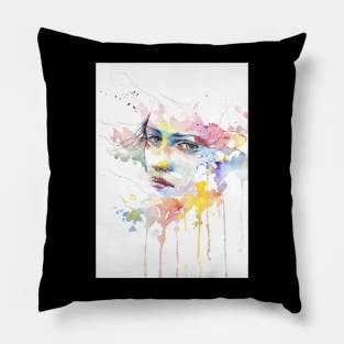 Watercolor Woman's Face Pillow