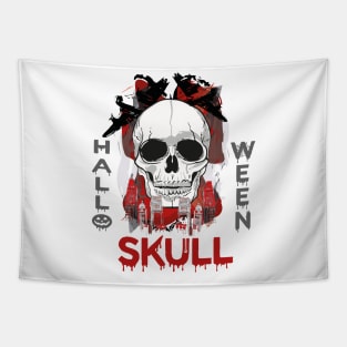 Halloween Skull tee design birthday gift graphic Tapestry