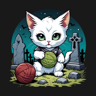 Creepy Kitten at Graveyard T-Shirt