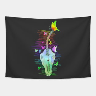 Rainbow Unicorn Skull Tapestry