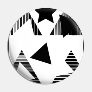 Triangle and stars graphic print,  in black and white Pin